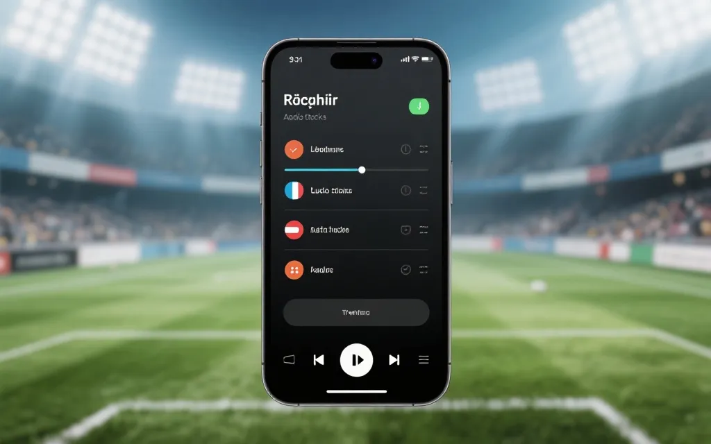 手机端直播界面展示多语言音轨与字幕选项的示意